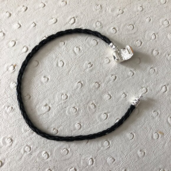 NEW Black Faux leather bracelet for large hole charms - Picture 1 of 2